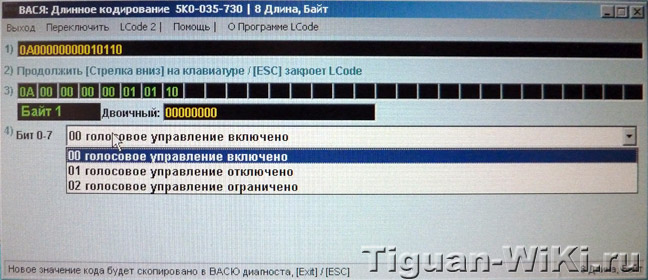 Включение голосового управления на Тигуане